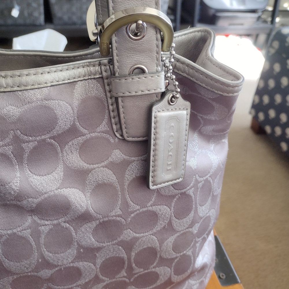 Coach Soho North South Metallic/Lavender Signature Tote Bag - Picture 4 of 11